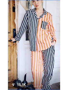 PRINTFRESH Showtime Stripes Colorblock Cotton Pajama Set XL Lounge Quirky